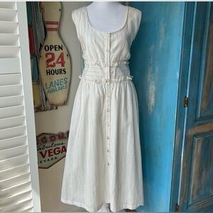 BNWT Sophie Max Cream Button-Down Midi Dress